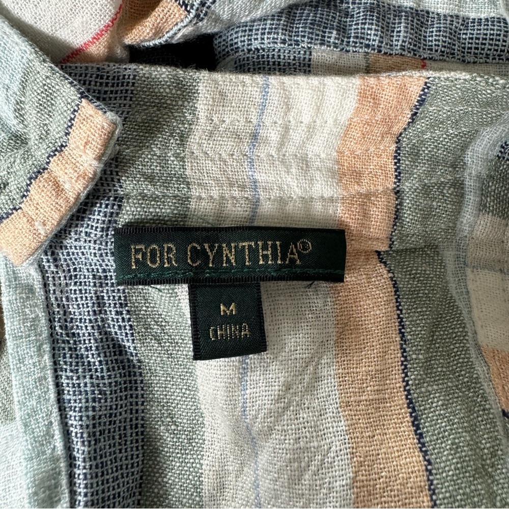 For Cynthia by Anthropologie Linen Viscose Blend Sleeveless Striped Dress Size M - Picture 8 of 9
